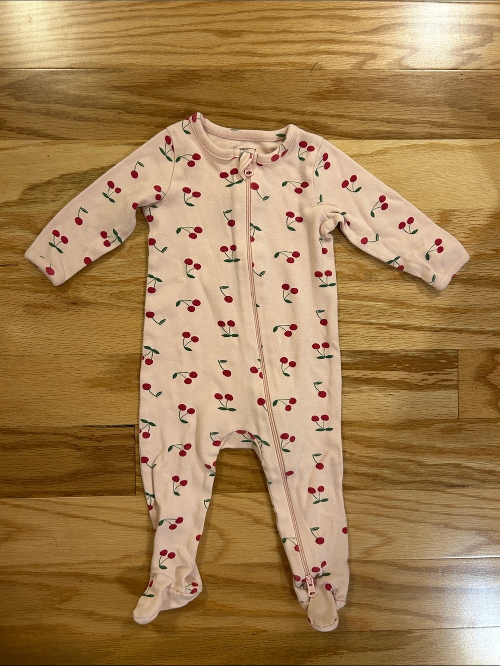 Nordstrom Pink Cherry Print Footed One-Piece